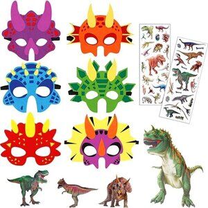 6 Packs Dinosaur Masks Felt and Elastic for Kids  - BIRTHDAY PARTY FUN! NEW